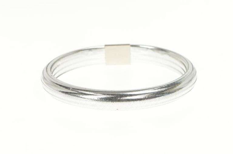 14K White Gold 10.4mm Wide Woven Banded Mesh Bangle Bracelet
