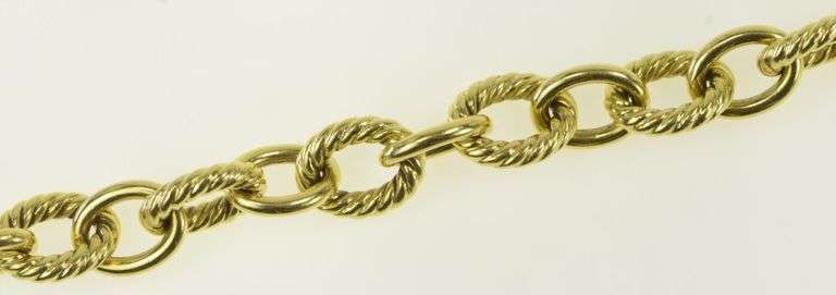 18K Yellow Gold David Yurman Oval Link Chain Designer Bracelet