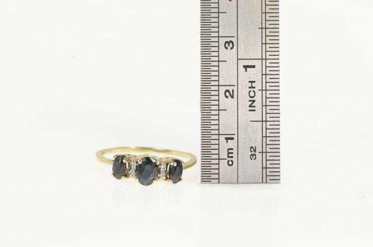 10K Yellow Gold Vintage Sapphire Diamond Engagement Ring