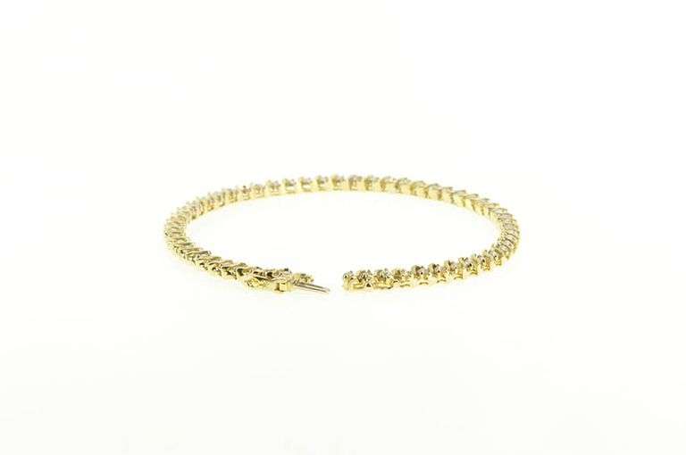 14K Yellow Gold 1.50 Ctw Diamond Wavy Link Classic Tennis Bracelet
