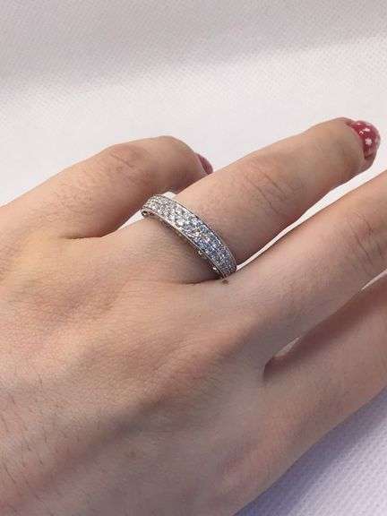 CLASSIC AND STYLISH 18K WHITE GOLD PAVE SET DIAMOND BAND