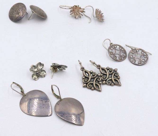 Group lot of vintage 925 sterling silver earrings