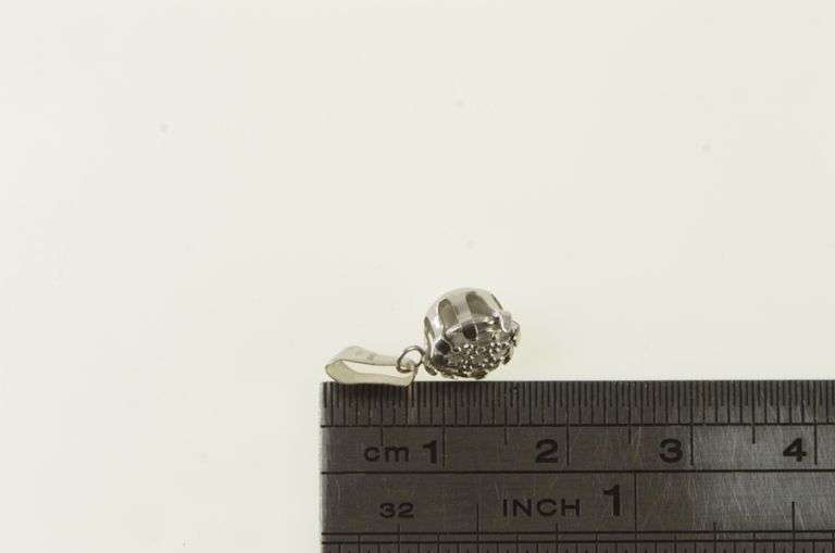 18K White Gold Vintage Round Cluster CZ Statement Charm/Pendant