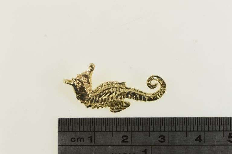 14K Yellow Gold Sea Horse Fish Ocean Animal Charm/Pendant