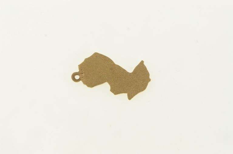 18K Yellow Gold Paraguay Country Travel Souvenir Map Charm/Pendant