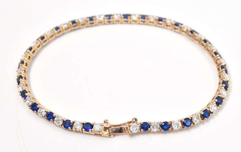 Dazzling Vermeil Silver White and Blue CZ Tennis Bracelet