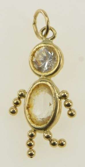 14K Yellow Gold November Birthstone Baby Sim. Citrine CZ Charm/Pendant
