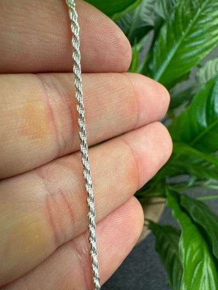 Sterling Silver Diamond-Cut Rope Chain 2mm Solid 925 Italy New Bracelet 8"