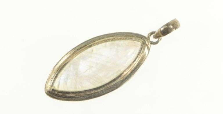 Sterling Silver Moonstone Marquise Cabochon Southwestern Pendant