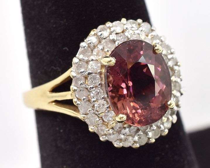 Precious Pink Tourmaline and Diamond Ring in 14K Yellow Gold
