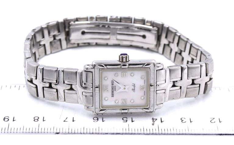 Raymond weil parsifal MOP diamond dial quartz watch