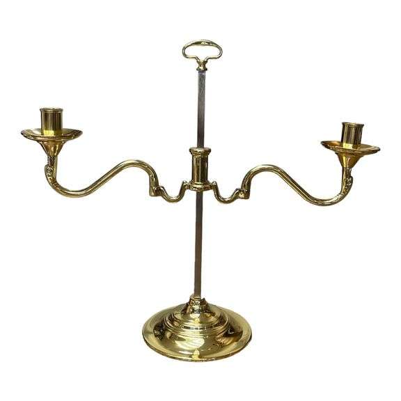 Baldwin Adjustable Two-Arm Brass Serpentine Candlestick Candelabra