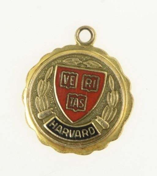 10K Yellow Gold Harvard University Enamel Crest Charm/Pendant