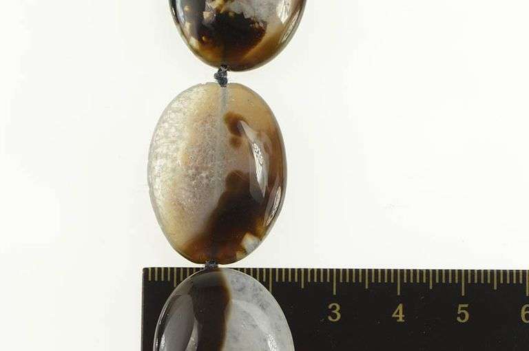 Sterling Silver Oval Agate Stone Hook Loop Statement Necklace