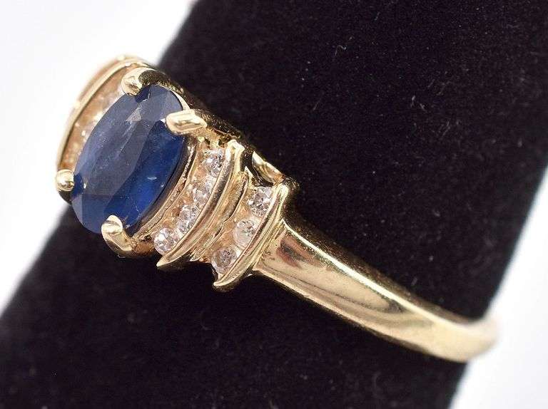 Lavish Blue Sapphire and Diamond Ring in 14K Yellow Gold