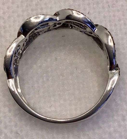 EYE CATCHING 18K WHITE GOLD BRAIDED BLACK AND WHITE DIAMOND RING