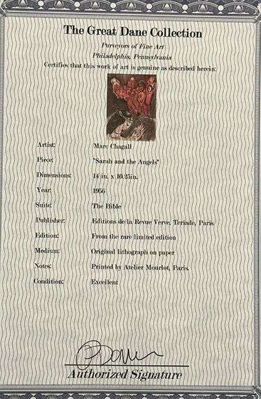 Extremely Rare and Collectible Marc Chagall Lithograph From 'The Bible' Suite