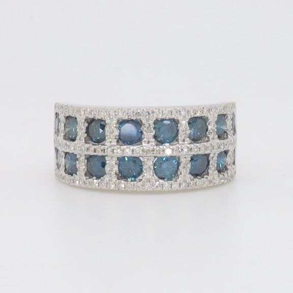 3.24CTW Blue & White Diamond Ring