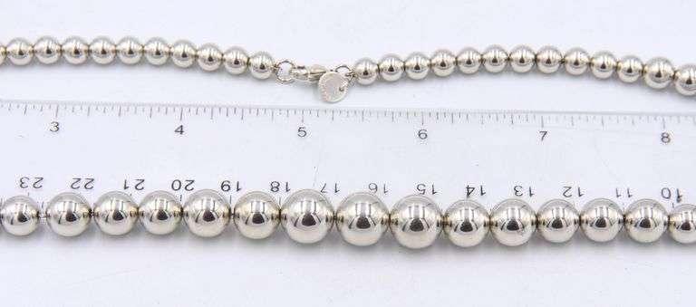 Tiffany & Co Graduated silver bead necklace