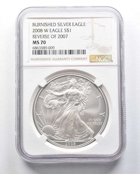 MS70 2008-W Rev Of 2007 Burnished Silver Eagle NGC