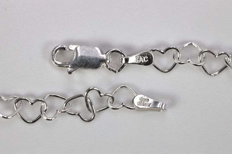 Sterling Silver Italian Love Heart Chain 4.5mm Solid 925 Italy Infinity Promise Bracelet Anklet 8"