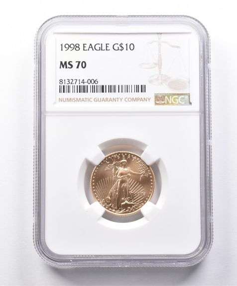 MS70 1998 $10 American Gold Eagle 1/4 Oz Gold NGC