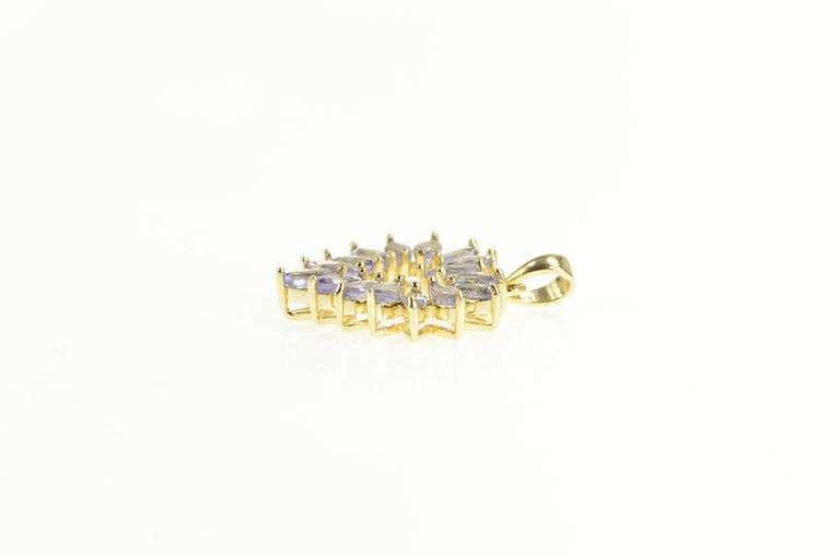 14K Yellow Gold Marquise Tanzanite Heart Love Symbol Pendant
