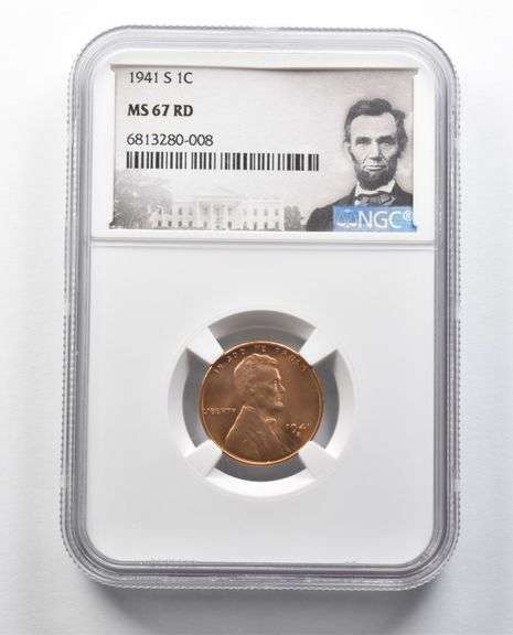 MS67 RD 1941-S Lincoln Wheat Cent NGC