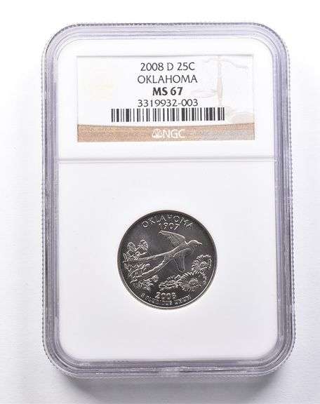 MS67 2008-D Washington State Quarter Oklahoma NGC
