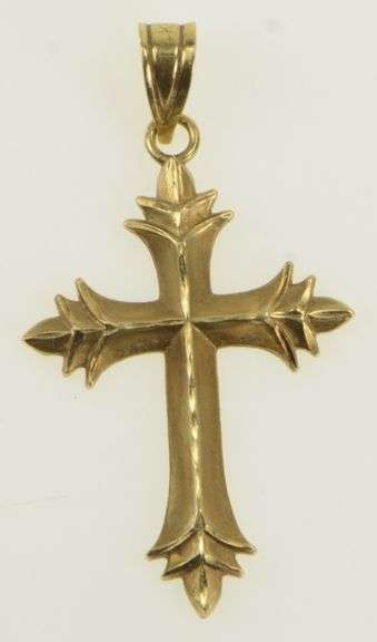 14K Yellow Gold Cross Christian Faith Symbol Religious Charm/Pendant