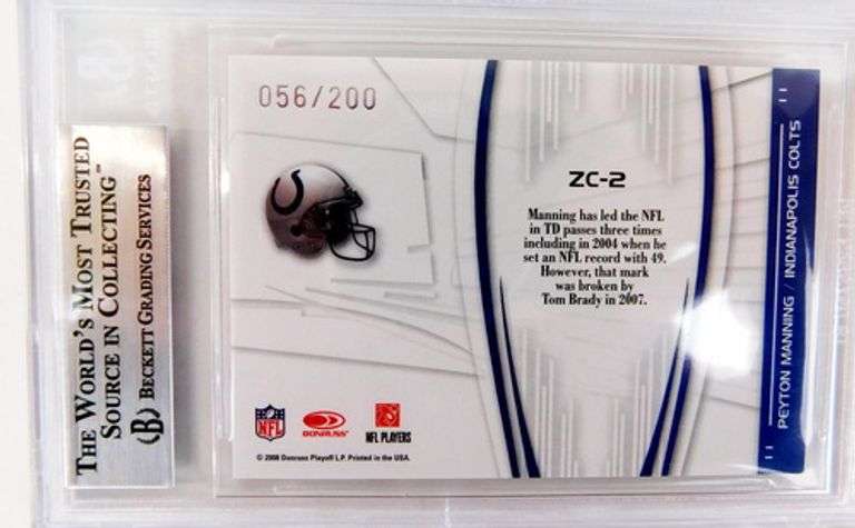 Peyton Manning #2 Football Card, Graded 9 Mint