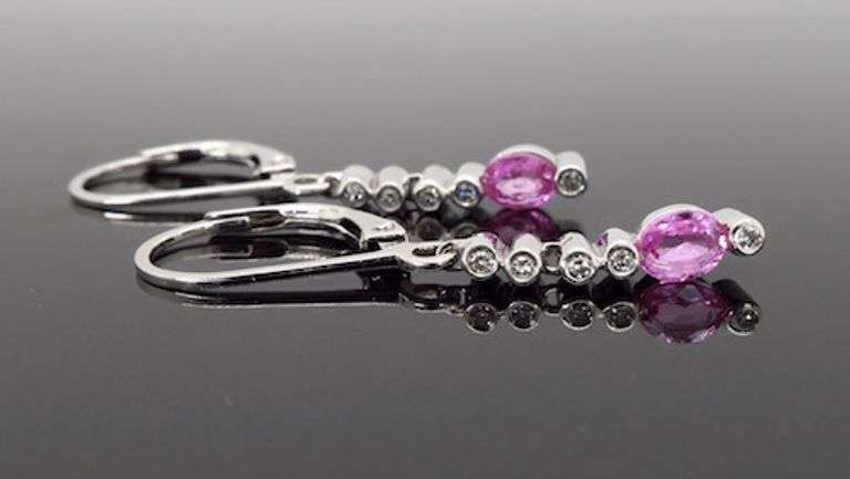 Pink Tourmaline & Diamond Drop Earrings