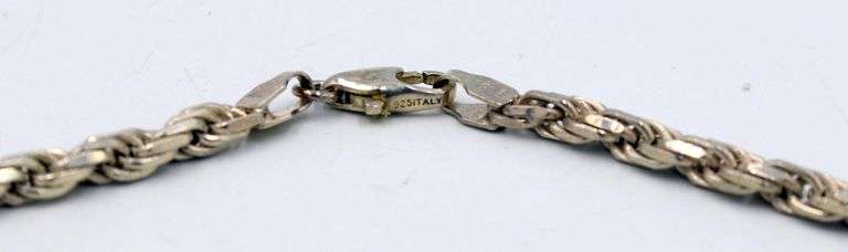 Italian vintage 925 sterling silver rope chain necklace