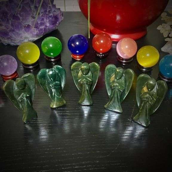 Natural Certified Amazing 1275 Cttw Jade 5 Piece Carved Angels Set