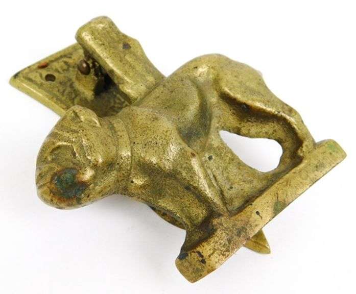 Vintage Brass Bull Dog Door Knocker