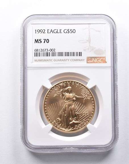 MS70 1992 $50 American Gold Eagle 1 Oz Gold NGC