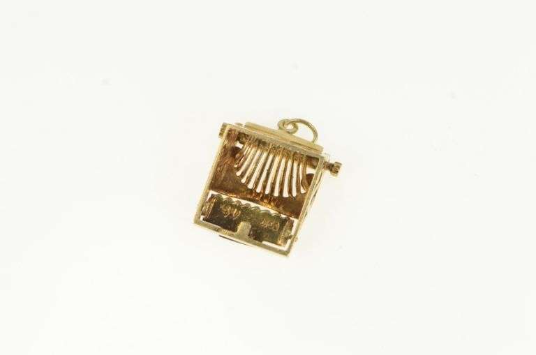 14K Yellow Gold 3D Articulated Typewriter Journalism Writer Charm/Pendant