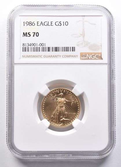 MS70 1986 $10 American Gold Eagle 1/4 Oz Gold NGC