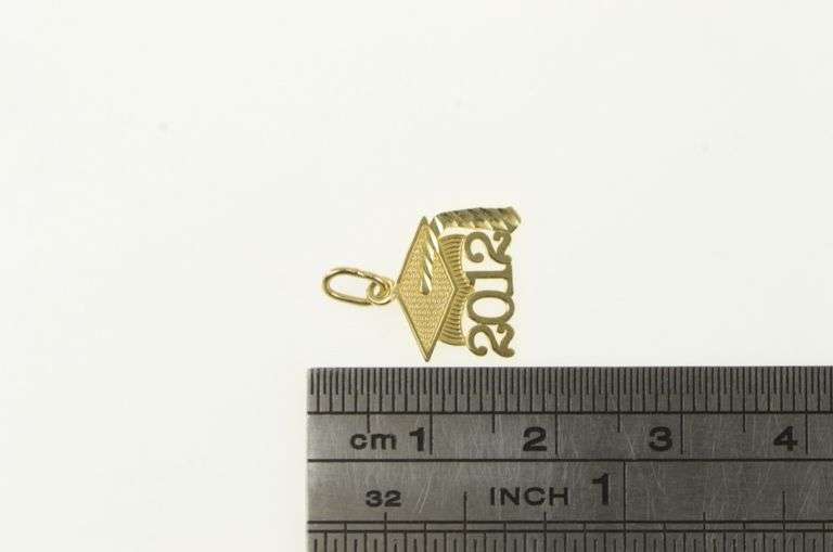 10K Yellow Gold 2012 Cut Out Graduation Cap School Charm/Pendant
