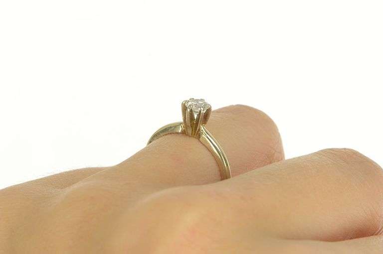 10K Yellow Gold 0.44 Ct Diamond Classic Solitaire Engagement Ring