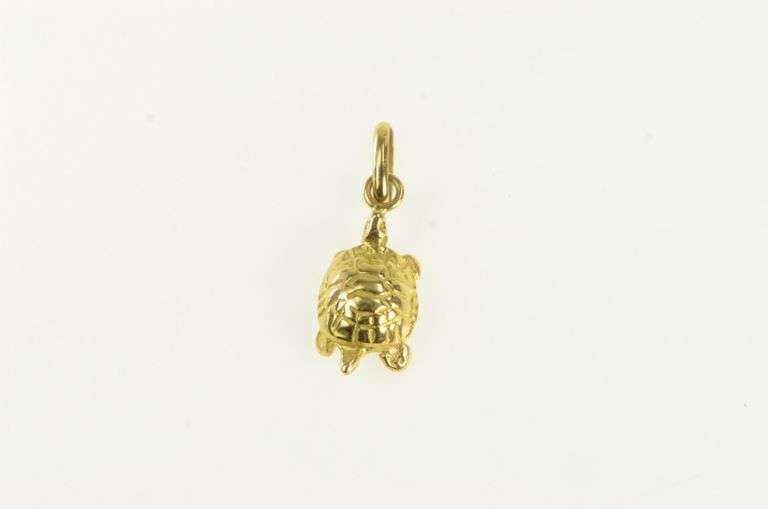 18K Yellow Gold Turtle Tortoise Animal Nature Motif Charm/Pendant