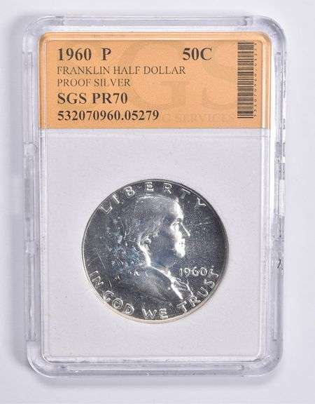 PR70 1960-P Franklin Silver Half Dollar Proof SGS