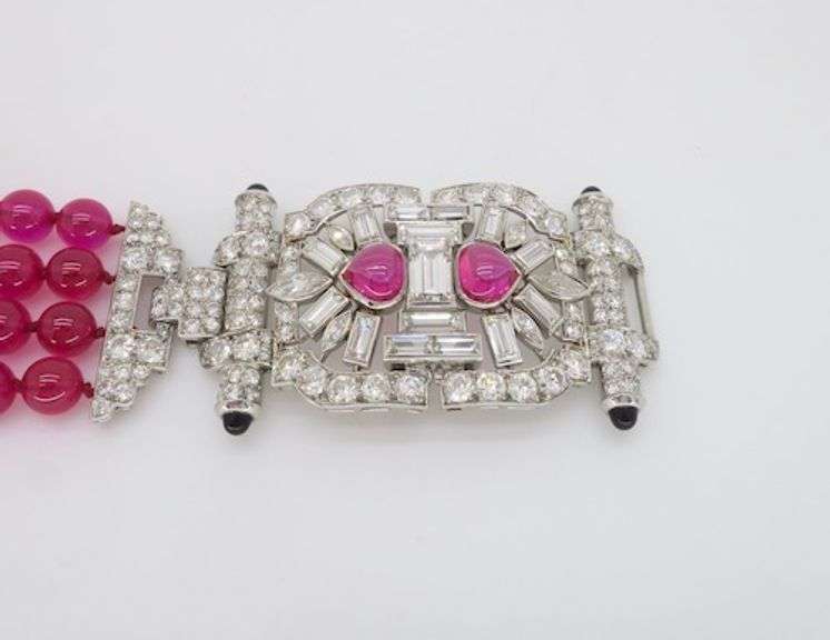 Art Deco 18.04CTW Diamond & Ruby Bracelet