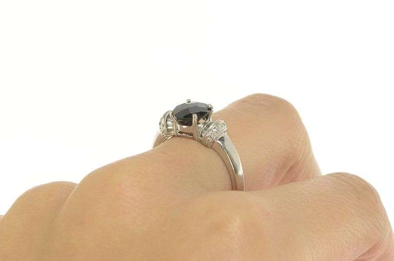 18K White Gold 2.00 Ctw Black Tourmaline Diamond Statement Ring