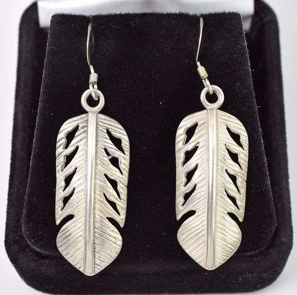 Simply Beautiful Sterling Silver Feather Dangle Earrings