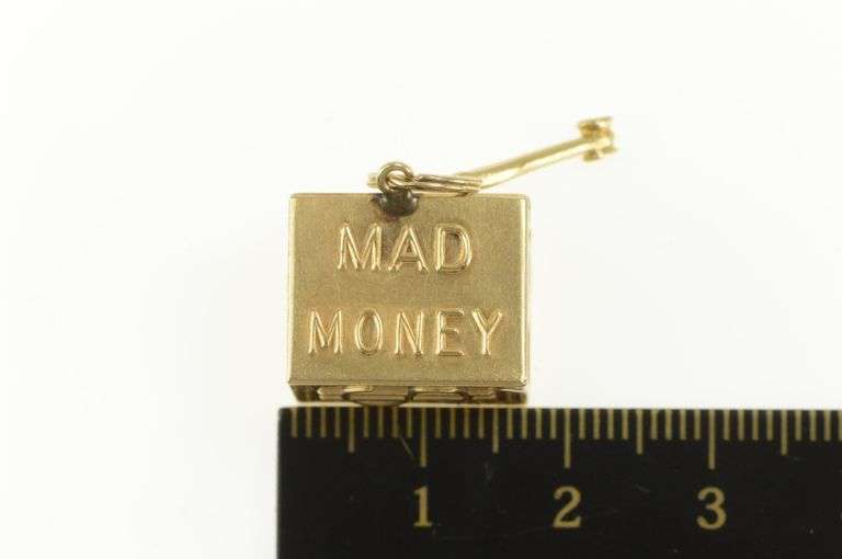 14K Yellow Gold Emergency Money Cash Dollar Bill Hammer Charm/Pendant