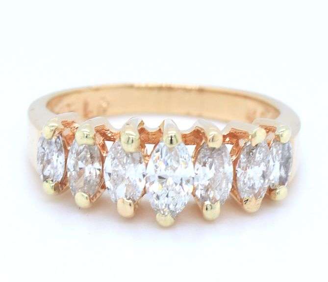 14kt Yellow gold 1.10ctw 5 stone Marquise diamond band