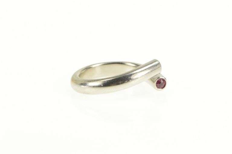 Palladium 0.36 Ctw Natural Ruby Inset Wrap Design Ring