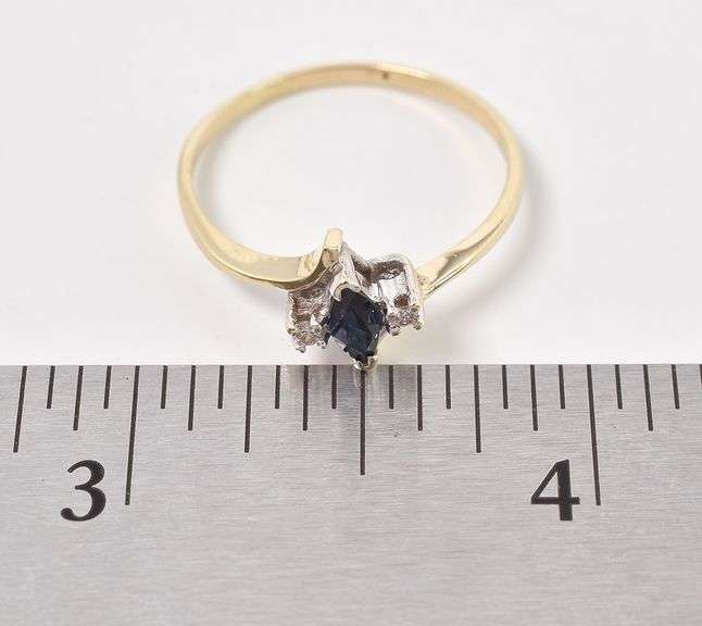 Angelic 14K Yellow Gold Blue Sapphire and Diamond Ring
