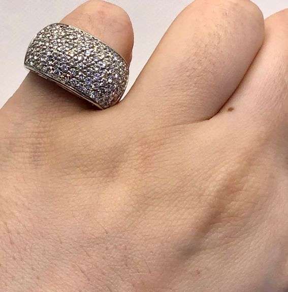 STUNNING 18K WHITE GOLD DOME SHAPED DIAMOND MEN’S RING